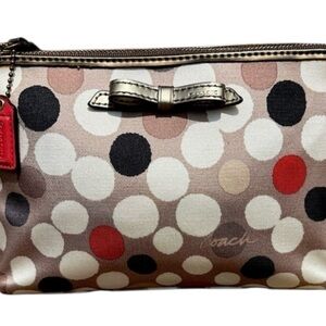 COACH Multicolor Polka Dot
Cosmetic Pouch Gold Bow Case